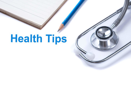 health tips with a stethoscope and a notepad